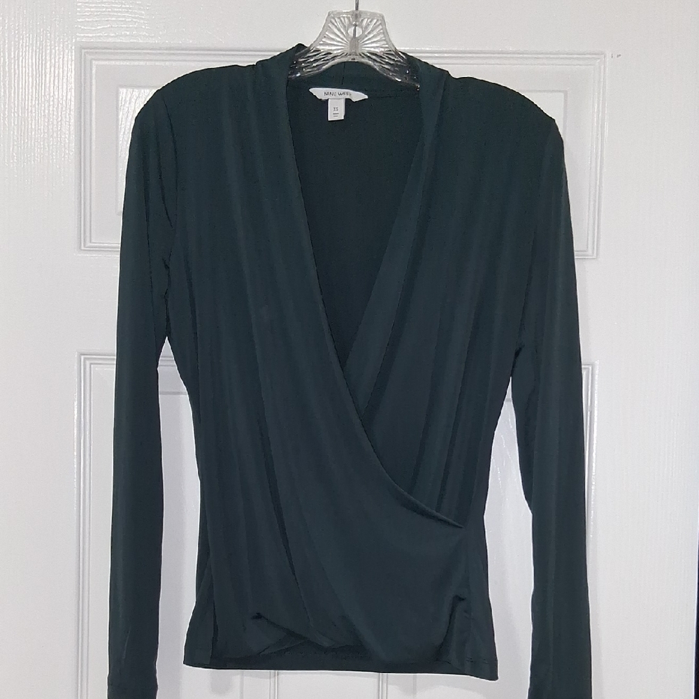 Nine West Long Sleeve Wrap Blouse
